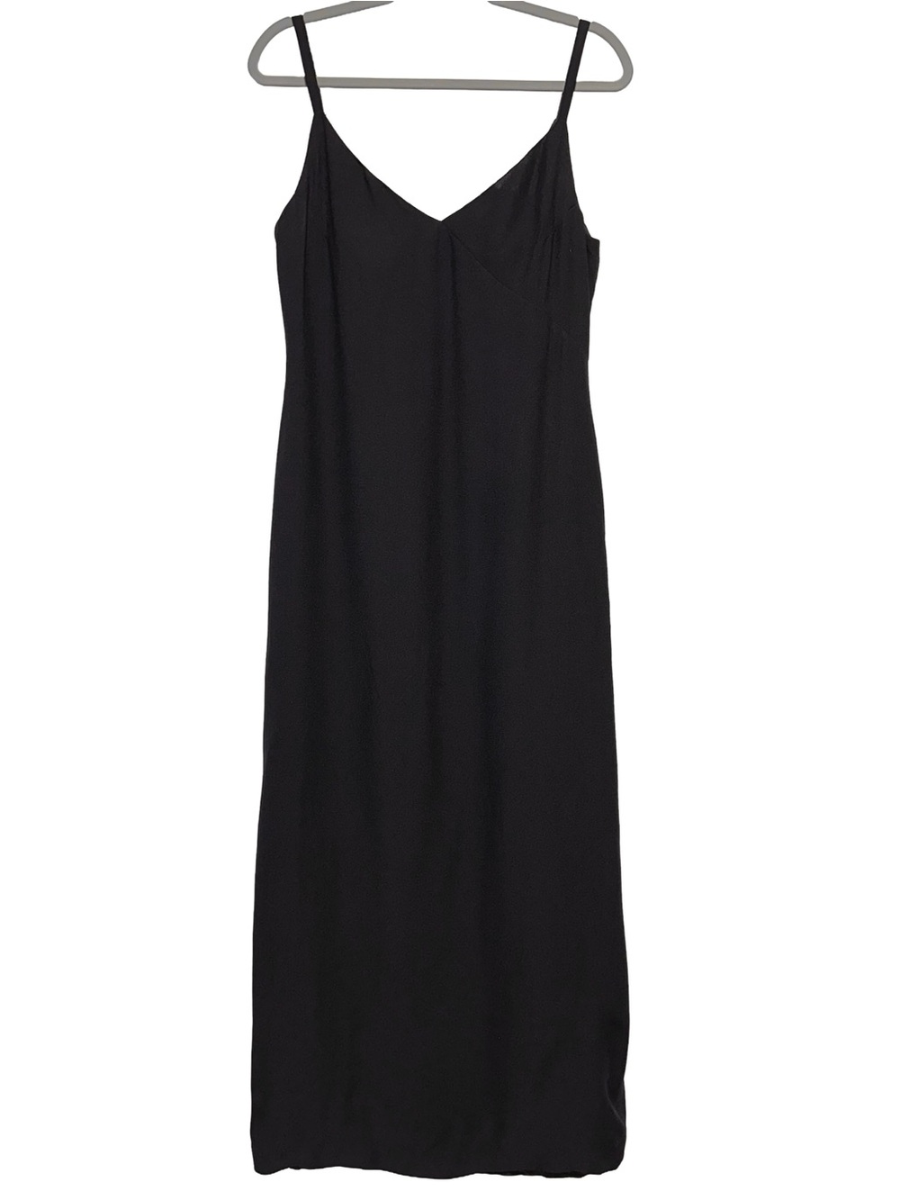 Custom Made Black Slip Maxi Dress Built In Bra Goth Minimalist - Picture 1 of 8